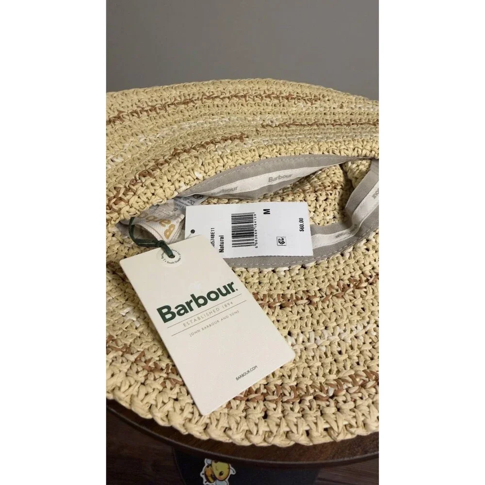 Barbour  Cloche  Hat  Natural  Paper  M  New  $60